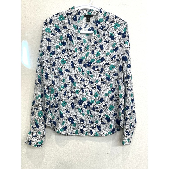 Halogen Women's Career Blouse Long Sleeve Floral Print Size Small Button Up - Picture 1 of 8
